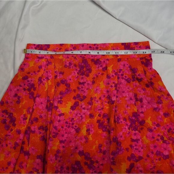 VINTAGE 70s handmade neon floral Hawaiian pleated‎ maxi skirt M - Picture 10 of 12